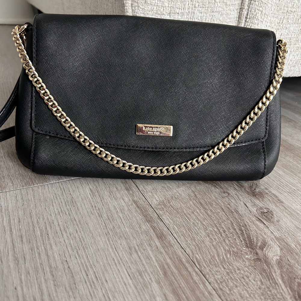 Kate Spade Black Crossbody Bag with Gold Chain